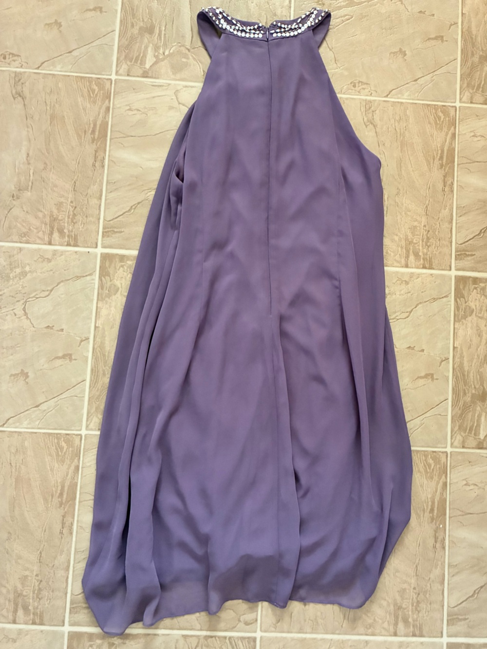 SLNY Lavender Halter Beaded Neckline Maxi Dress - Picture 2 of 6
